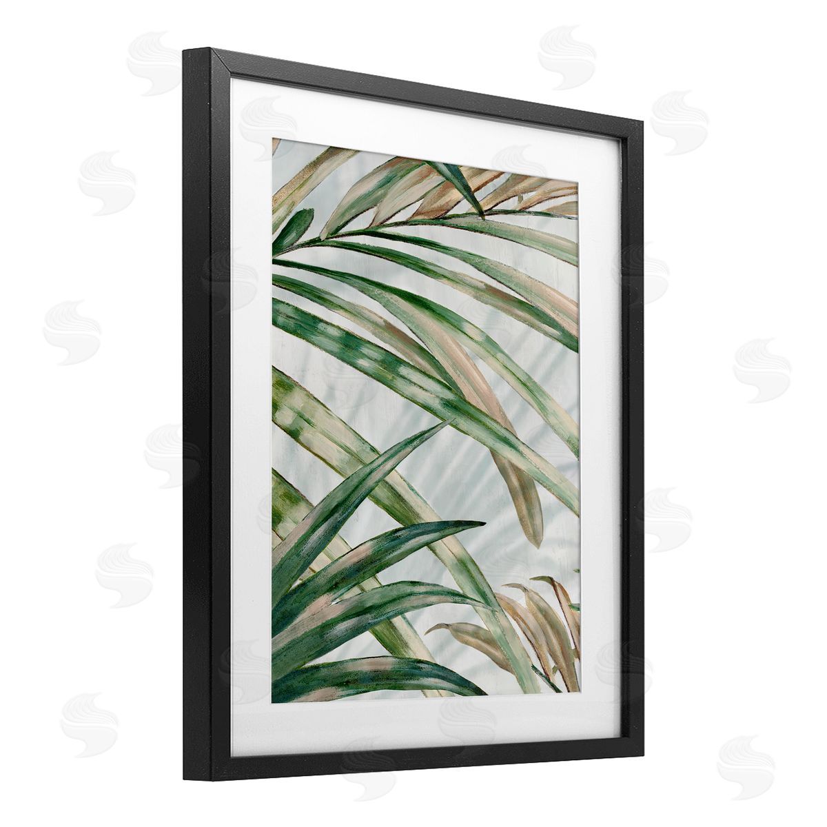 Alex Black Tropical Frond Impressions Canvas Wall Art Print