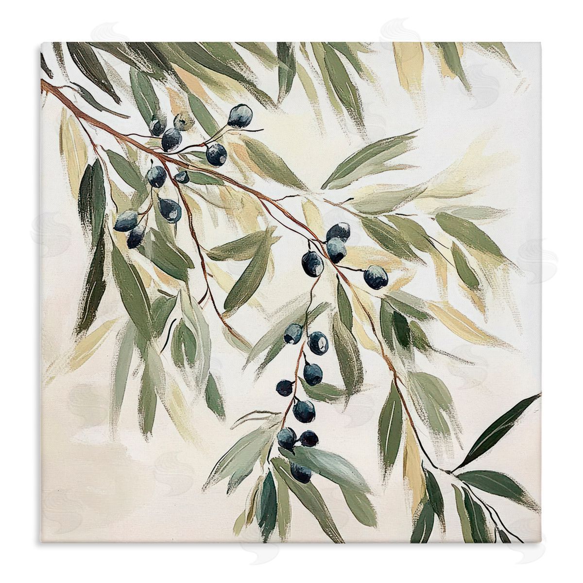 Mona Grace Olive Petals in Pastel Canvas Wall Art Print