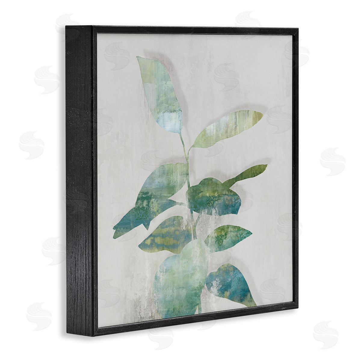Alex Black Minimal Bloom Leaves Canvas Wall Art Print
