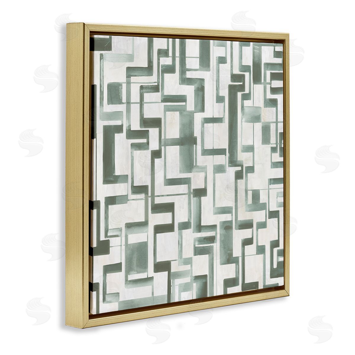 Hannah Dawson Geometric Green Labyrinth Canvas Wall Art Print