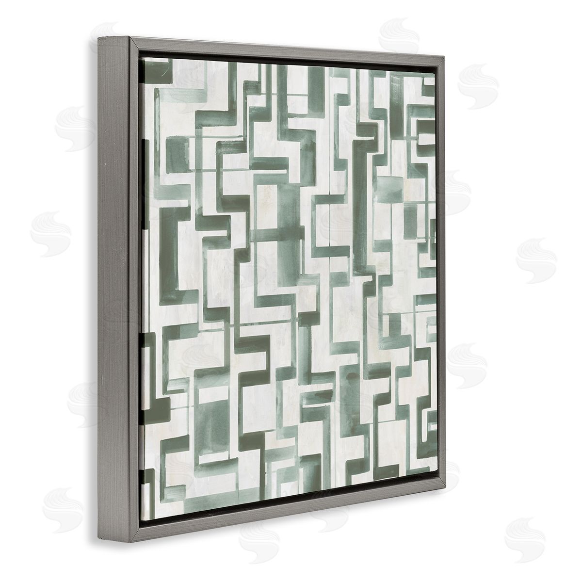 Hannah Dawson Geometric Green Labyrinth Canvas Wall Art Print