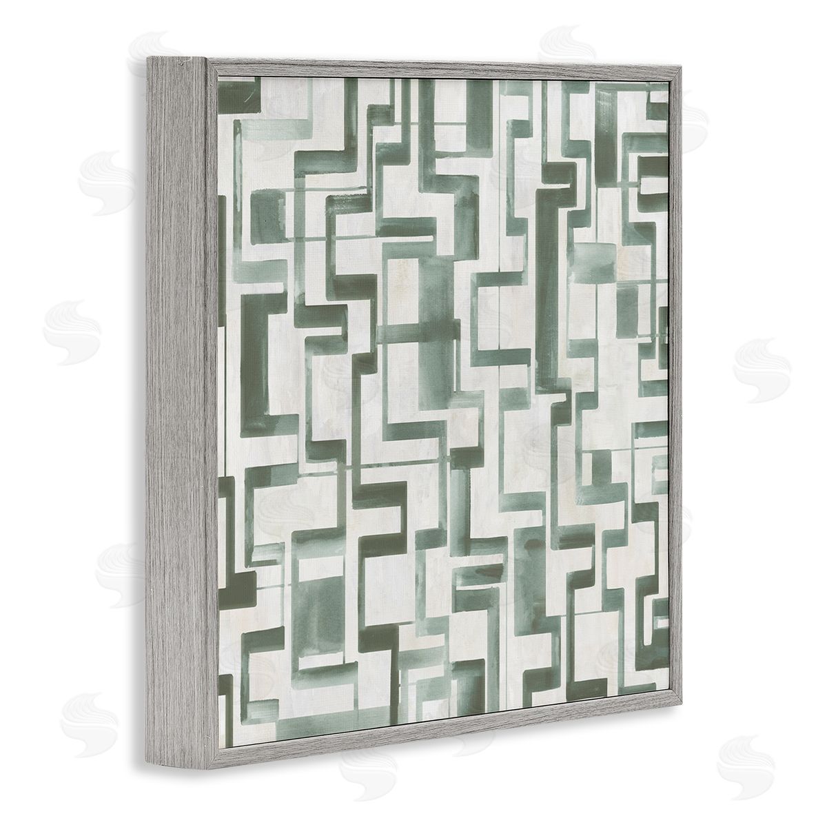 Hannah Dawson Geometric Green Labyrinth Canvas Wall Art Print