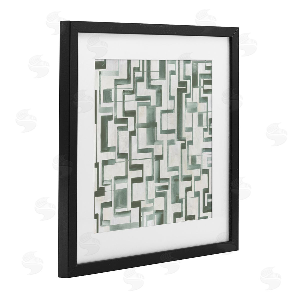 Hannah Dawson Geometric Green Labyrinth Canvas Wall Art Print