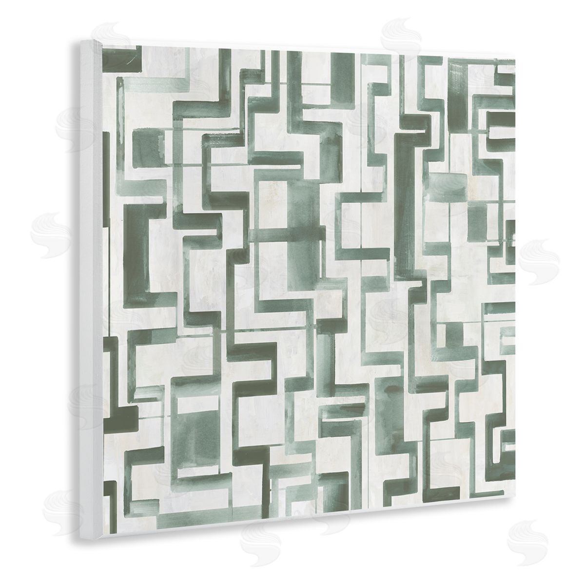 Hannah Dawson Geometric Green Labyrinth Canvas Wall Art Print