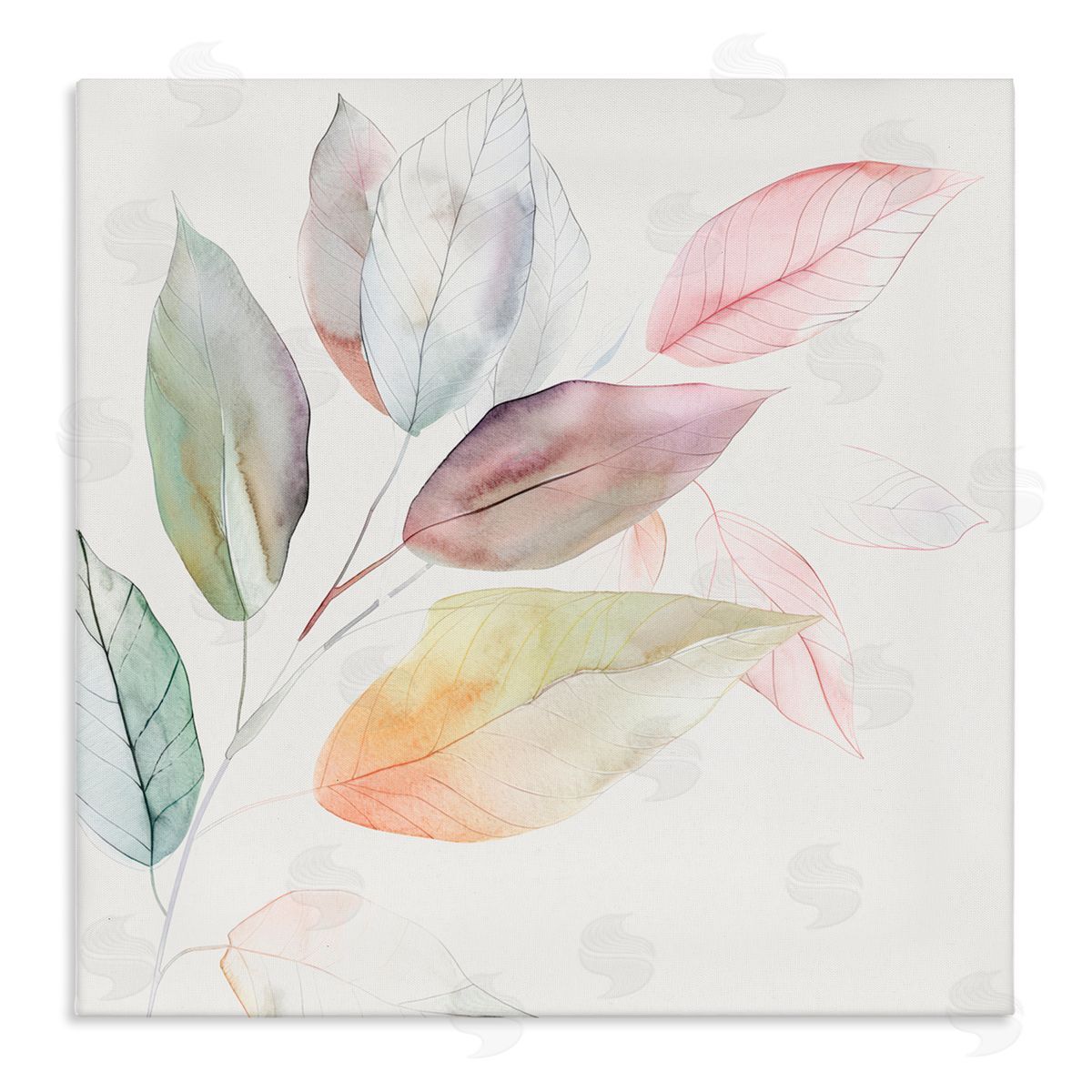 Raymond Powers Light Pastel Leaves Canvas Wall Art Print