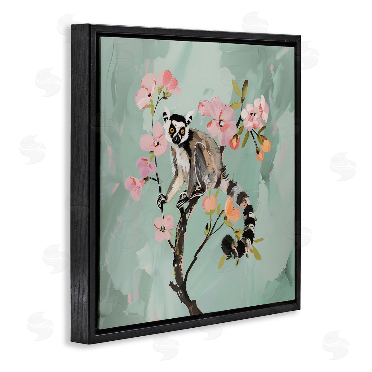 Amanda Tsoukanelis Lemur Perched on Spring Blooms Canvas Wall Art Print