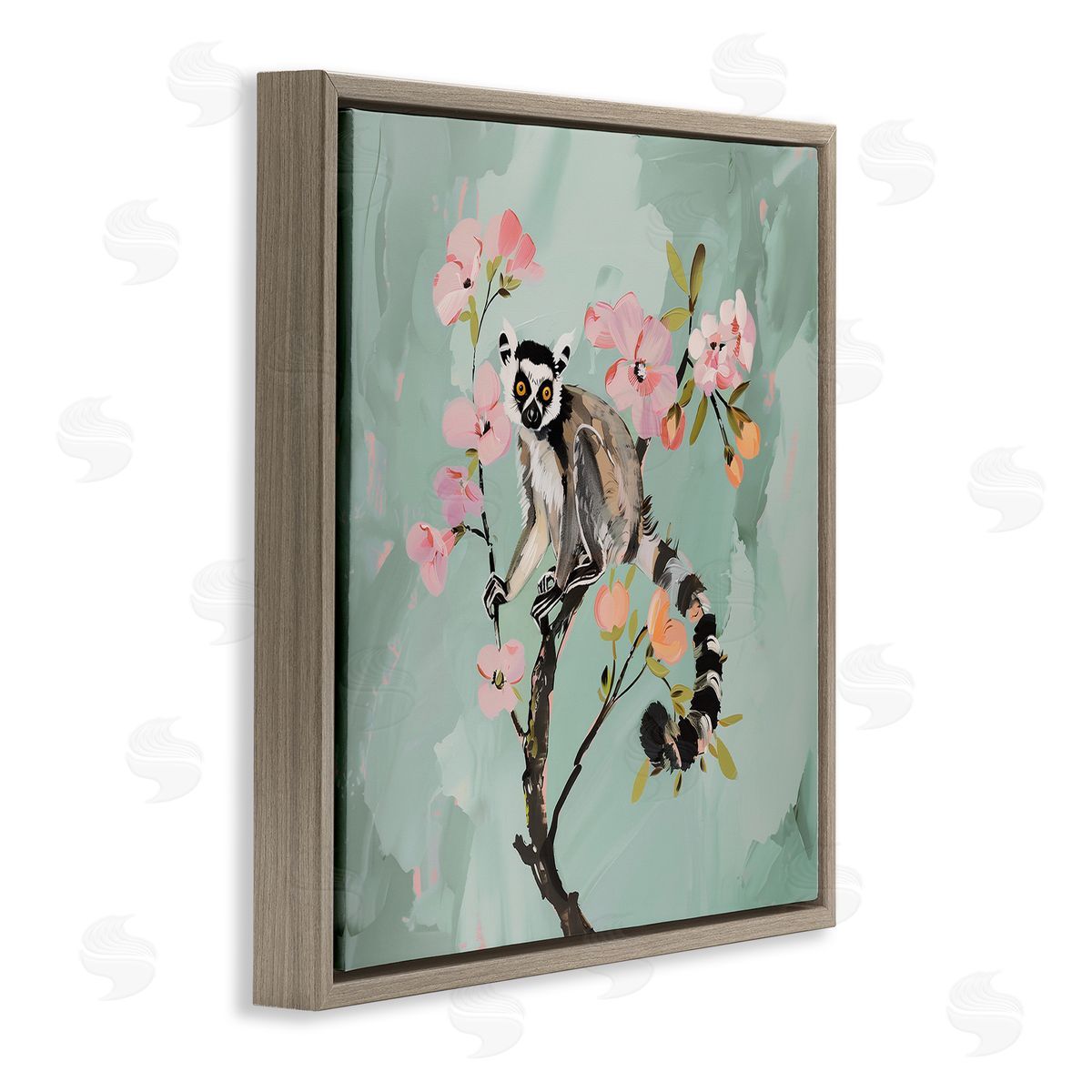 Amanda Tsoukanelis Lemur Perched on Spring Blooms Canvas Wall Art Print