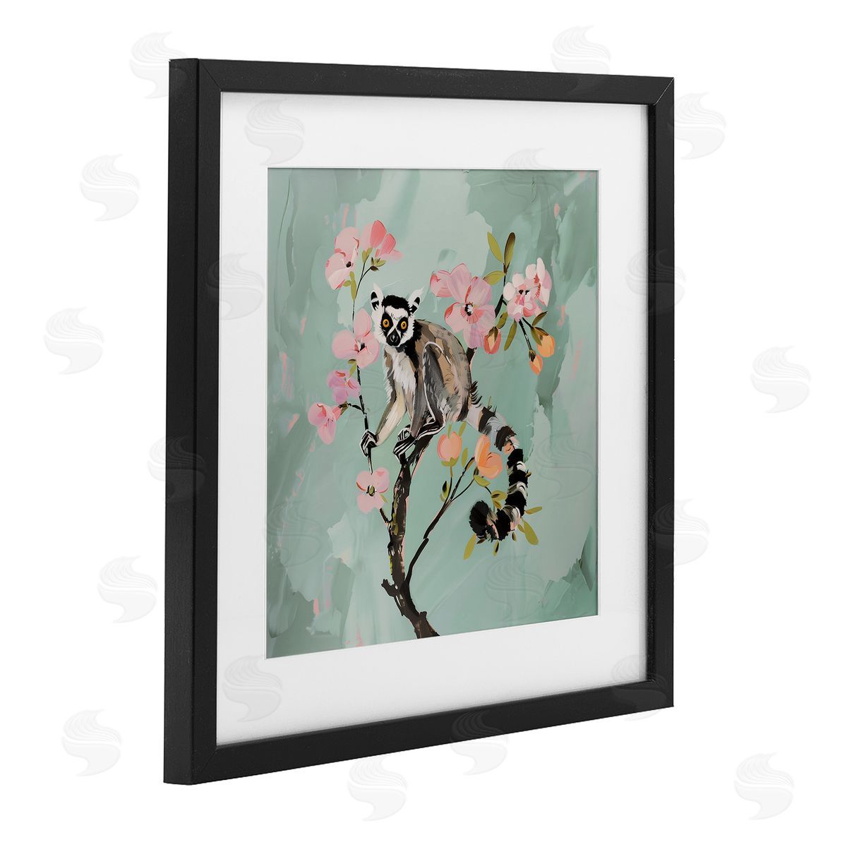 Amanda Tsoukanelis Lemur Perched on Spring Blooms Canvas Wall Art Print