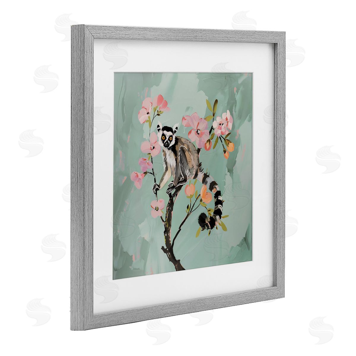 Amanda Tsoukanelis Lemur Perched on Spring Blooms Canvas Wall Art Print