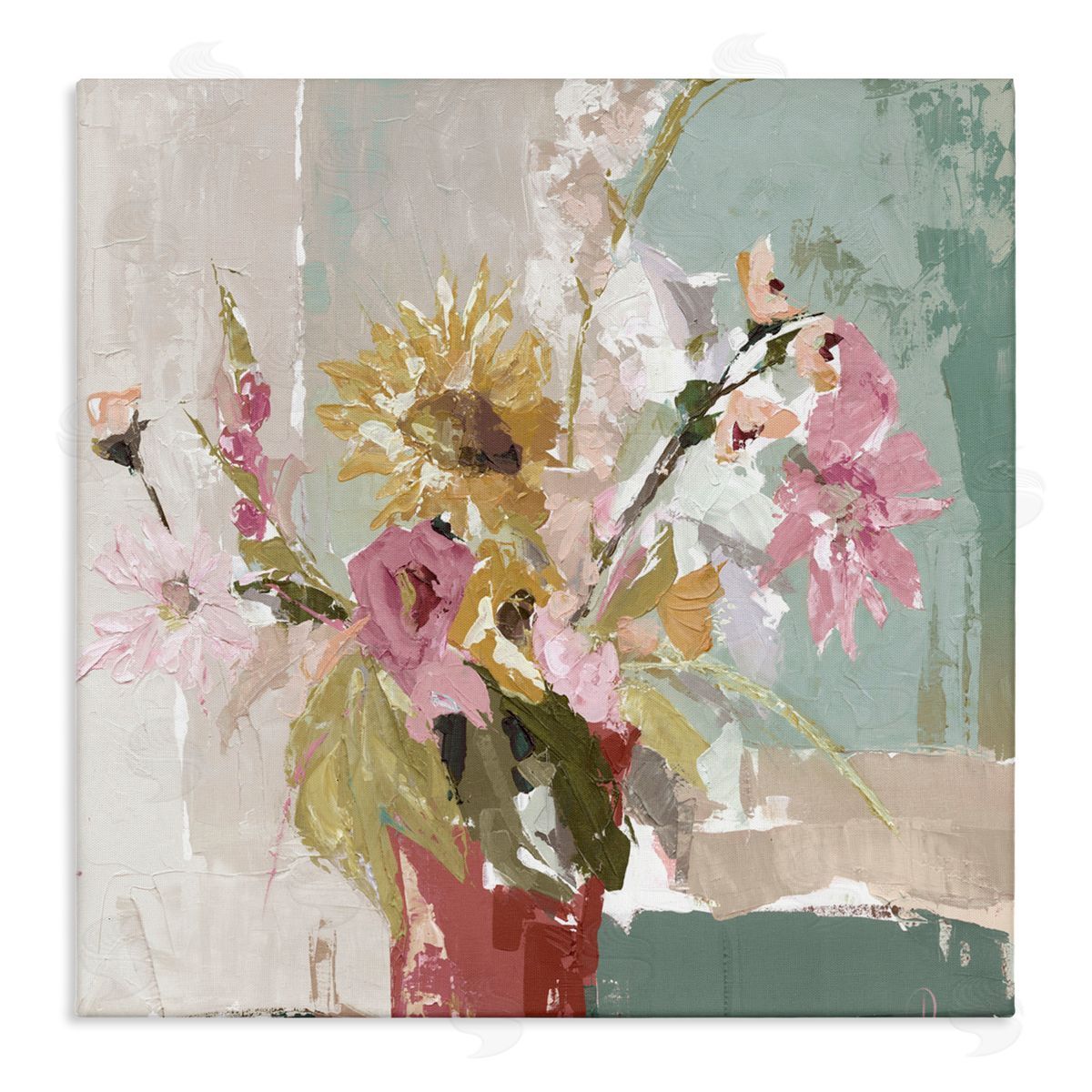 Susan Pepe Mixed Sunflower Vase Abstract Canvas Wall Art Print