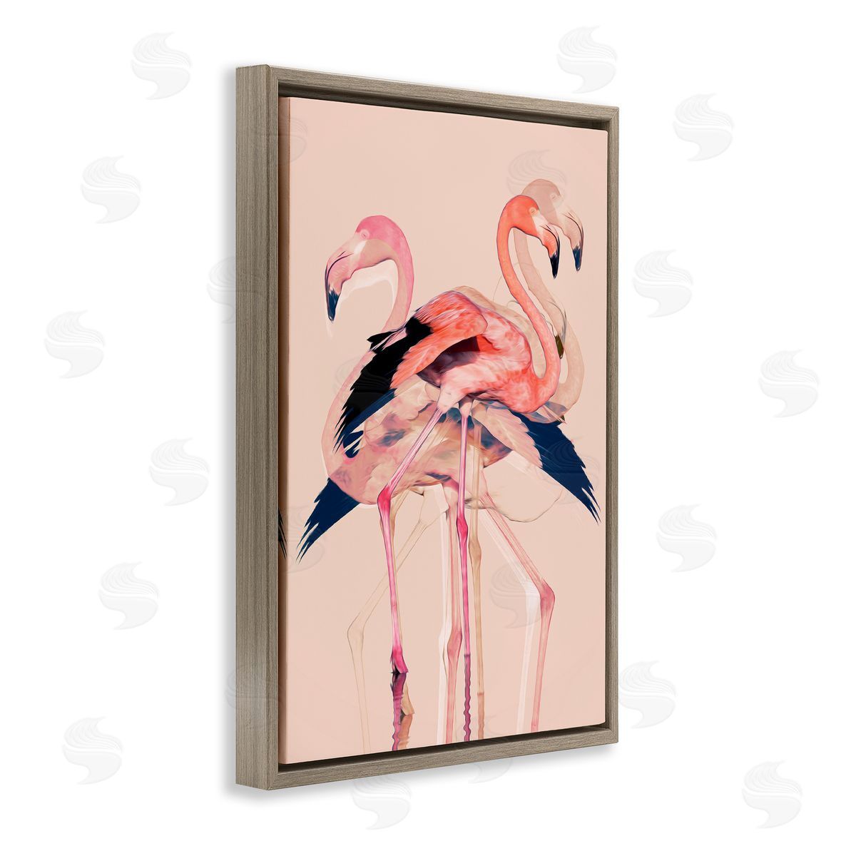 1x Overlapping Pink Flamingoes Canvas Wall Art Print