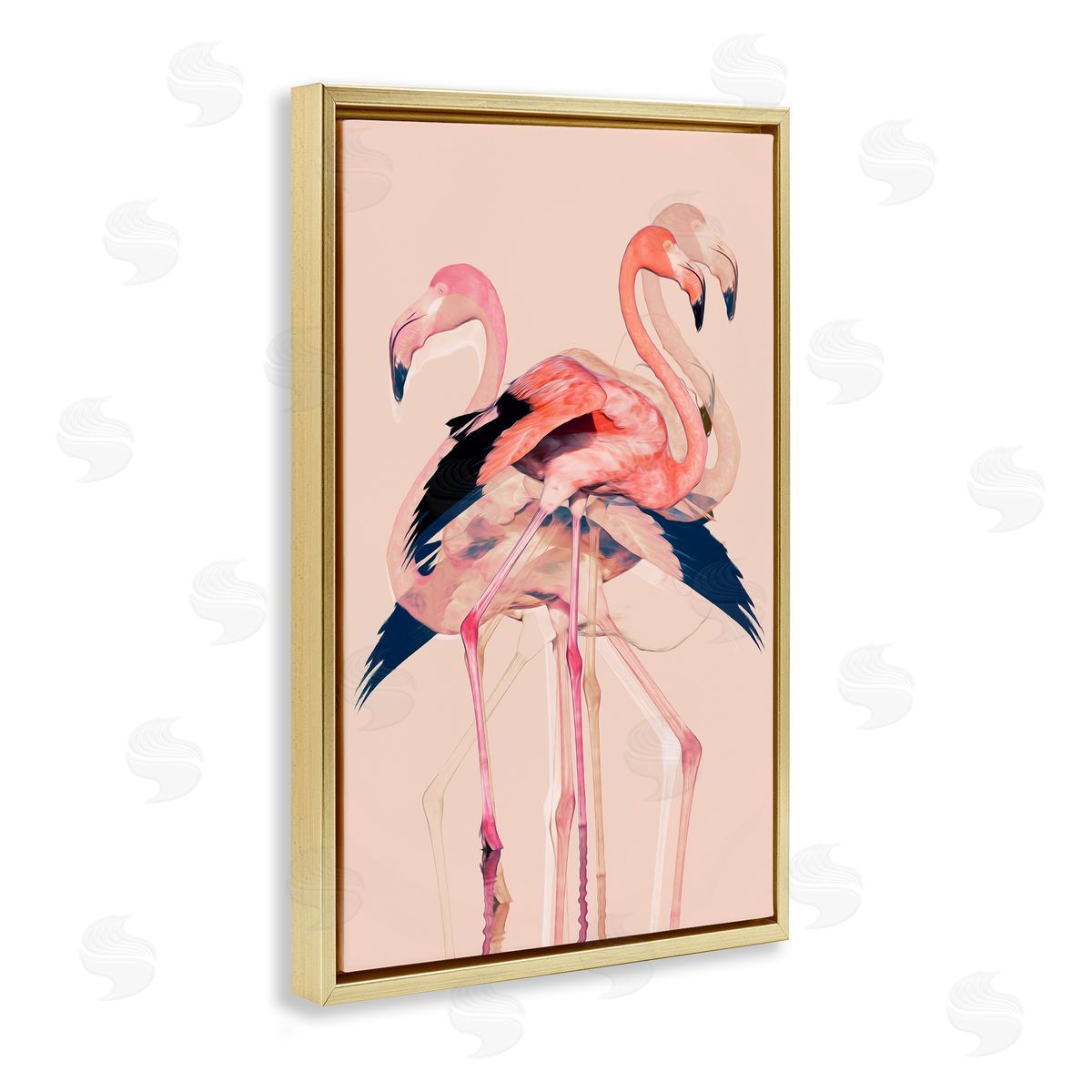 1x Overlapping Pink Flamingoes Canvas Wall Art Print