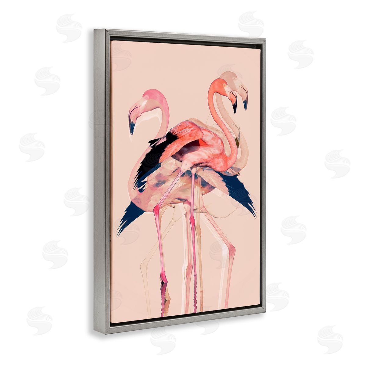 1x Overlapping Pink Flamingoes Canvas Wall Art Print