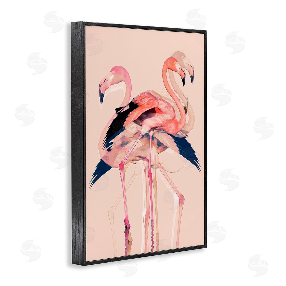 1x Overlapping Pink Flamingoes Canvas Wall Art Print