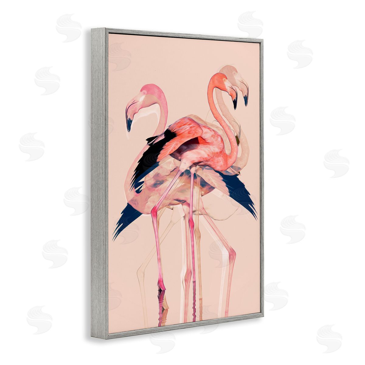 1x Overlapping Pink Flamingoes Canvas Wall Art Print