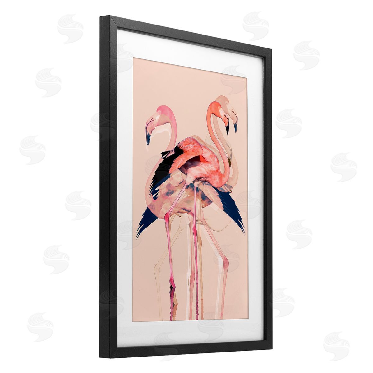 1x Overlapping Pink Flamingoes Canvas Wall Art Print