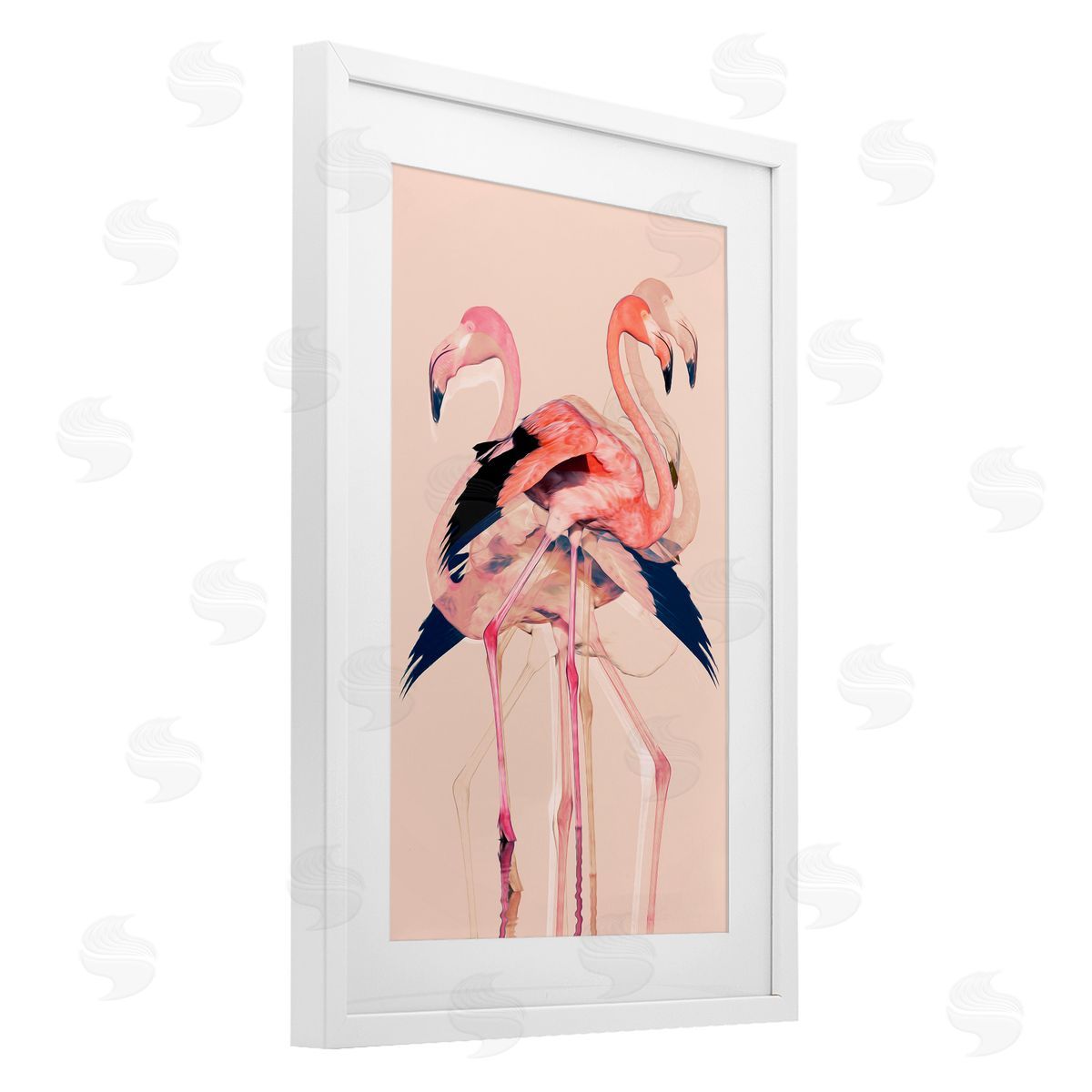1x Overlapping Pink Flamingoes Canvas Wall Art Print