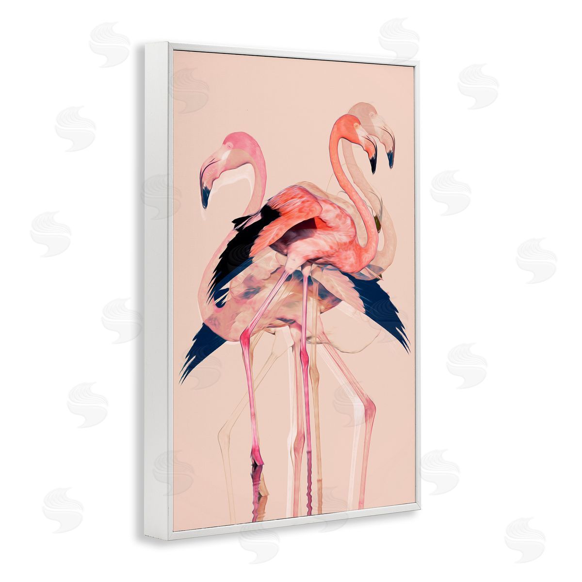 1x Overlapping Pink Flamingoes Canvas Wall Art Print