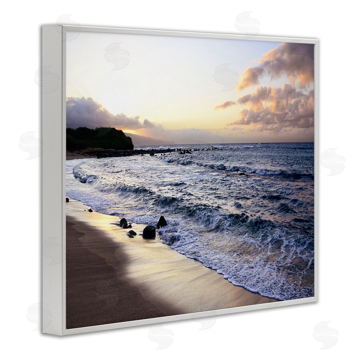 BRUCE NAWROCKE Angled Sunset Beach Canvas Wall Art Print