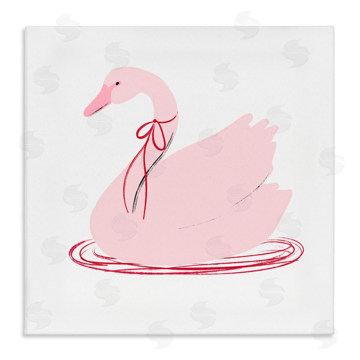 Lucille Price Pink Swan with Bow Canvas Wall Art Print
