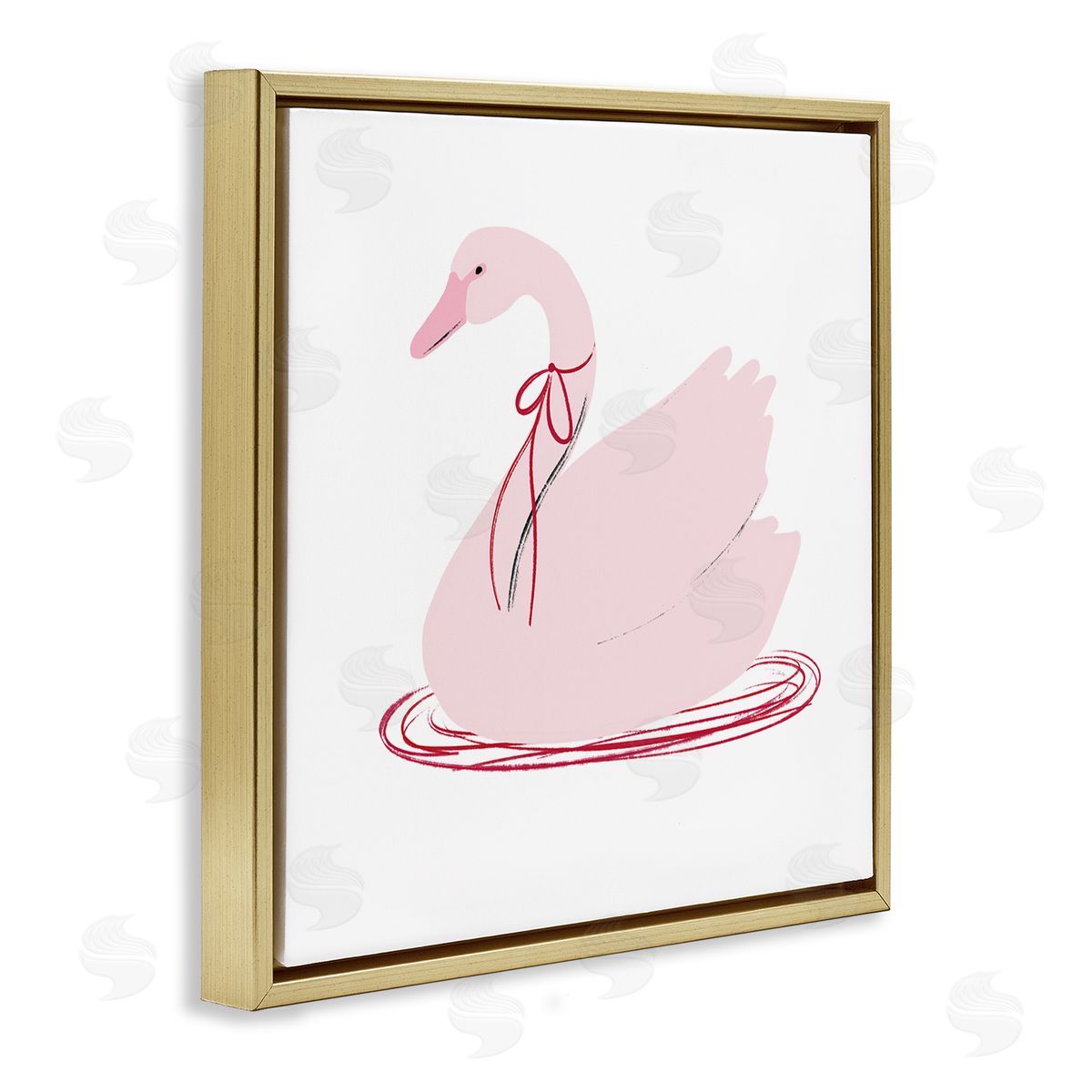 Lucille Price Pink Swan with Bow Canvas Wall Art Print
