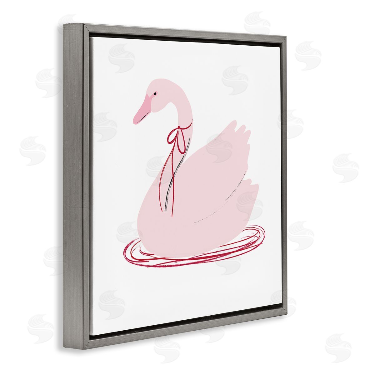 Lucille Price Pink Swan with Bow Canvas Wall Art Print