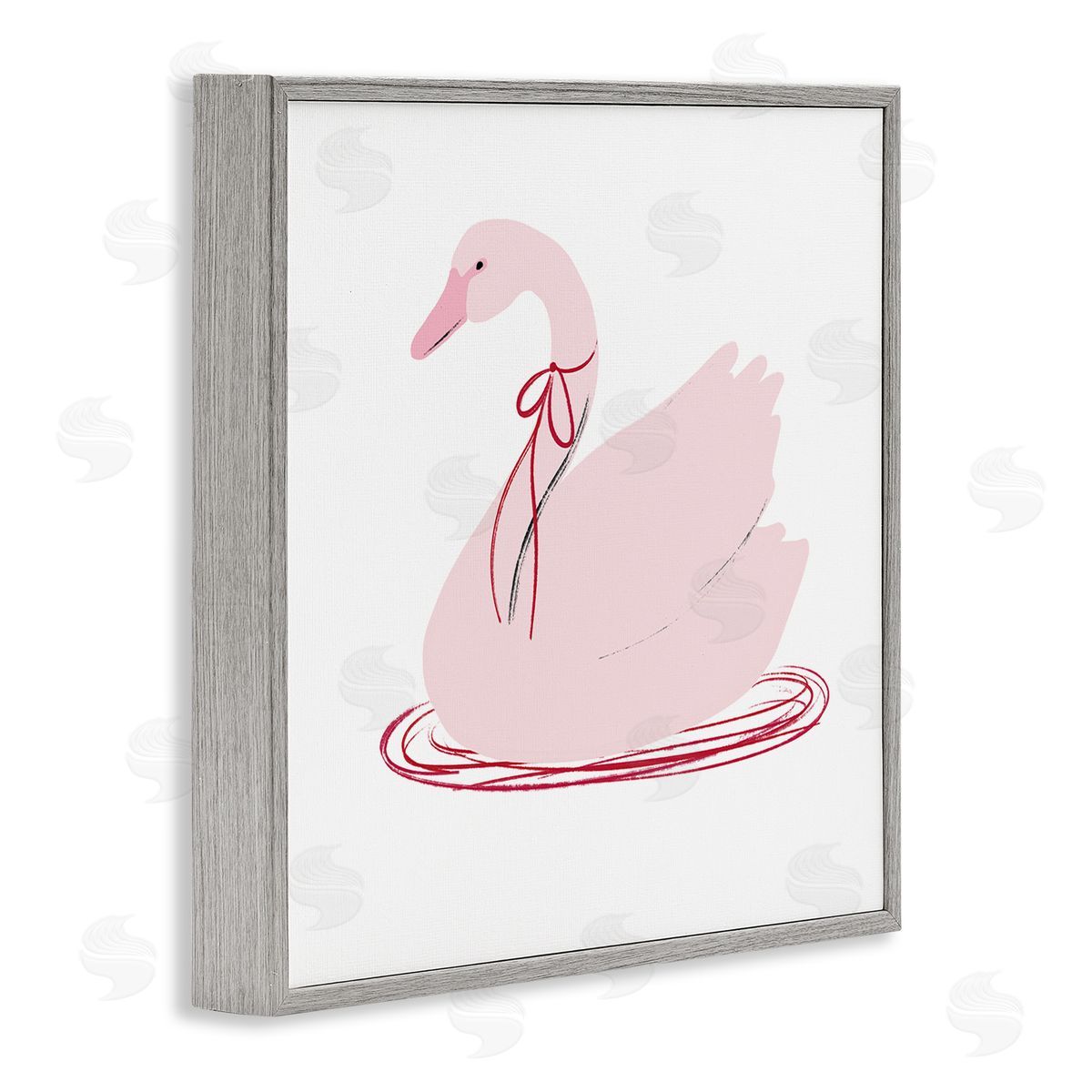 Lucille Price Pink Swan with Bow Canvas Wall Art Print