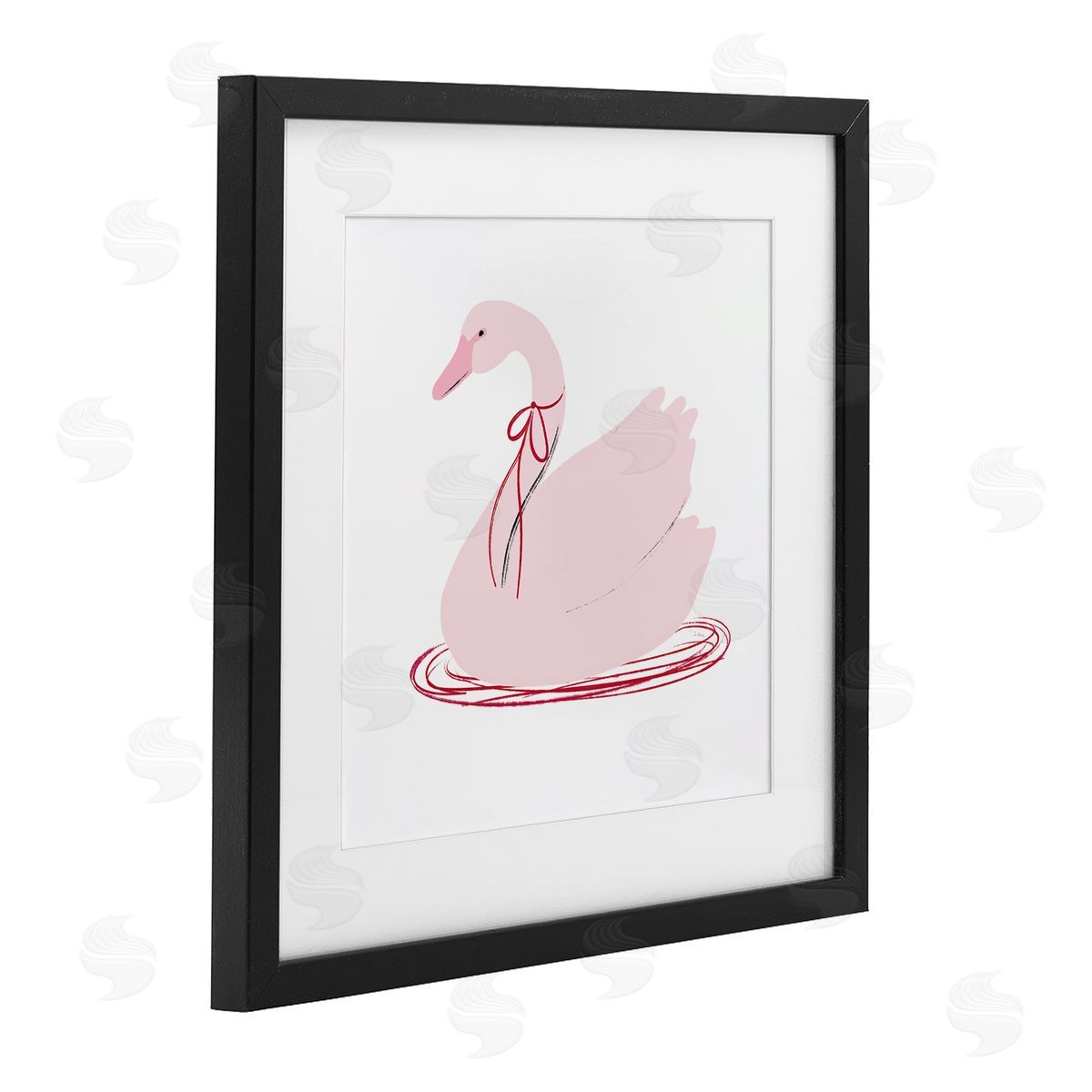 Lucille Price Pink Swan with Bow Canvas Wall Art Print