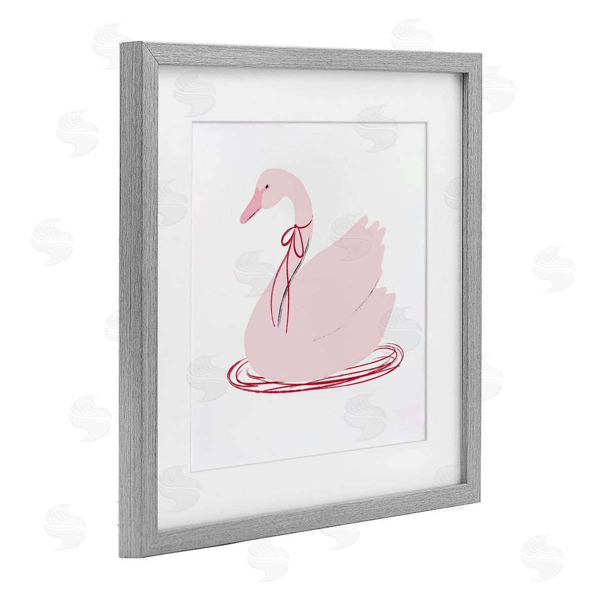 Lucille Price Pink Swan with Bow Canvas Wall Art Print