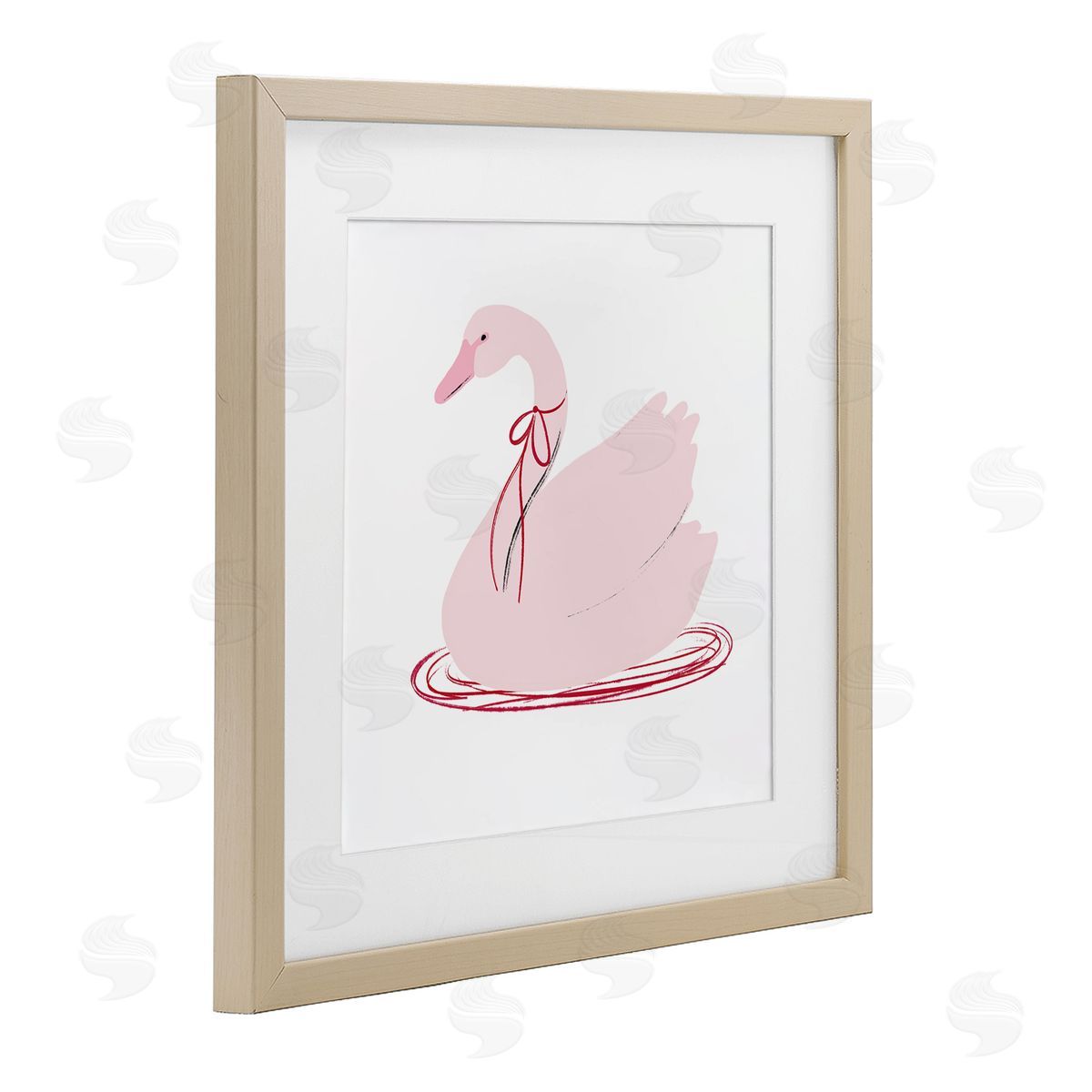 Lucille Price Pink Swan with Bow Canvas Wall Art Print