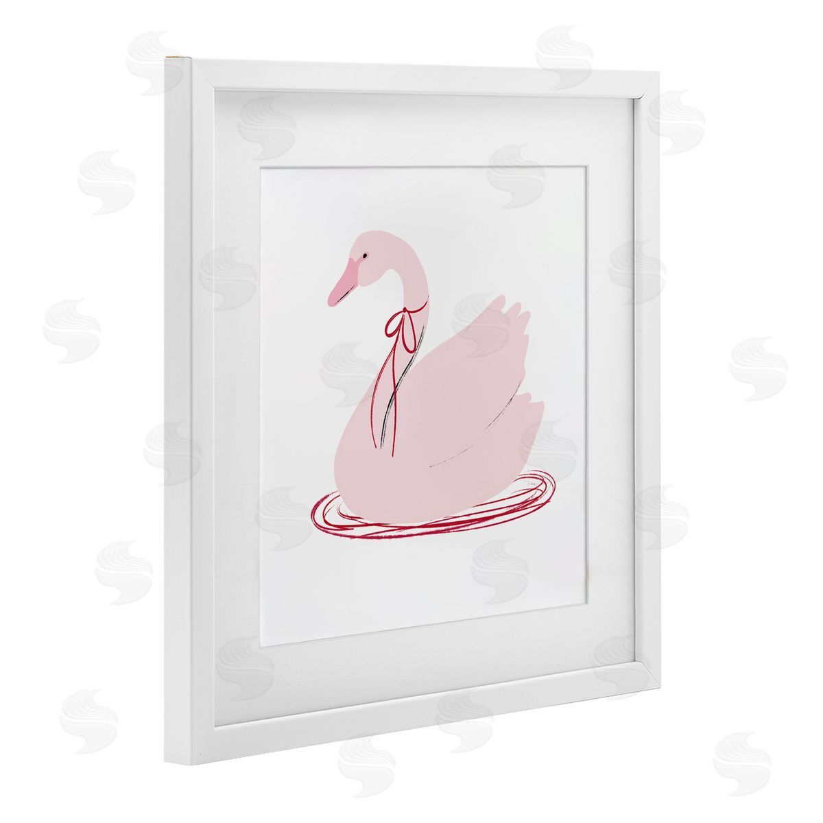 Lucille Price Pink Swan with Bow Canvas Wall Art Print