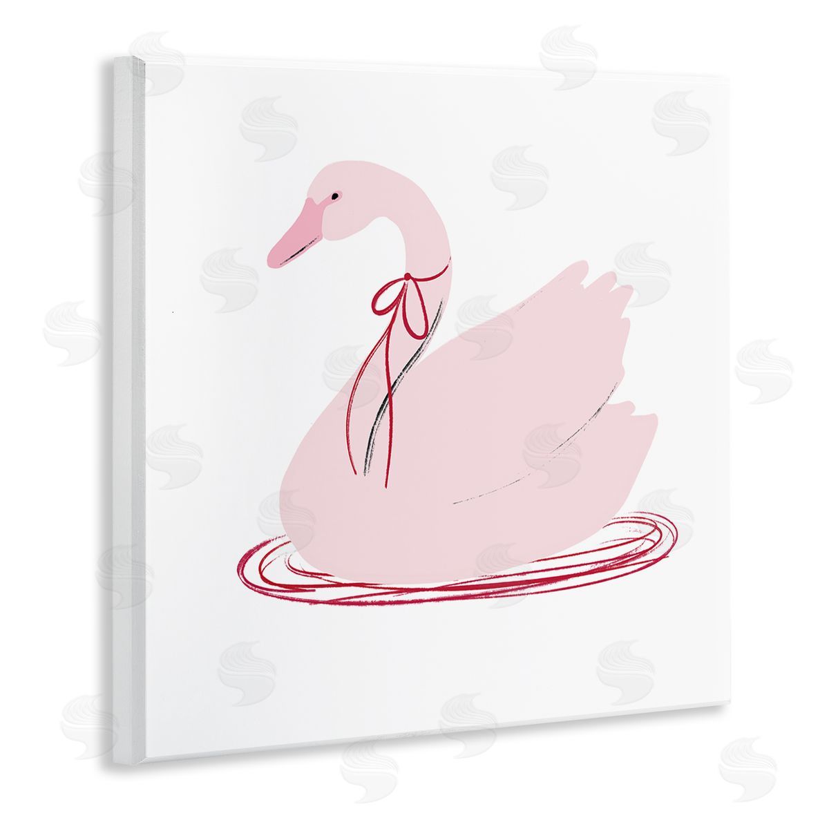 Lucille Price Pink Swan with Bow Canvas Wall Art Print