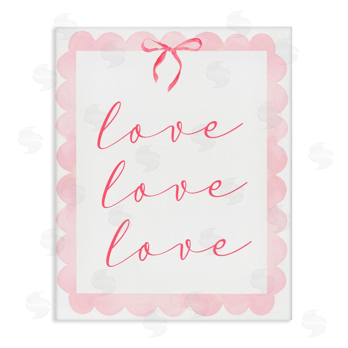Lucille Price Cursive Love and Pink Bow Canvas Wall Art Print