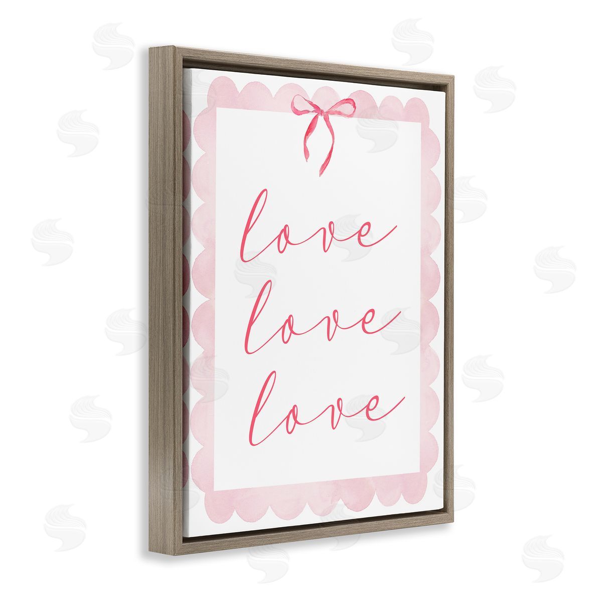 Lucille Price Cursive Love and Pink Bow Canvas Wall Art Print