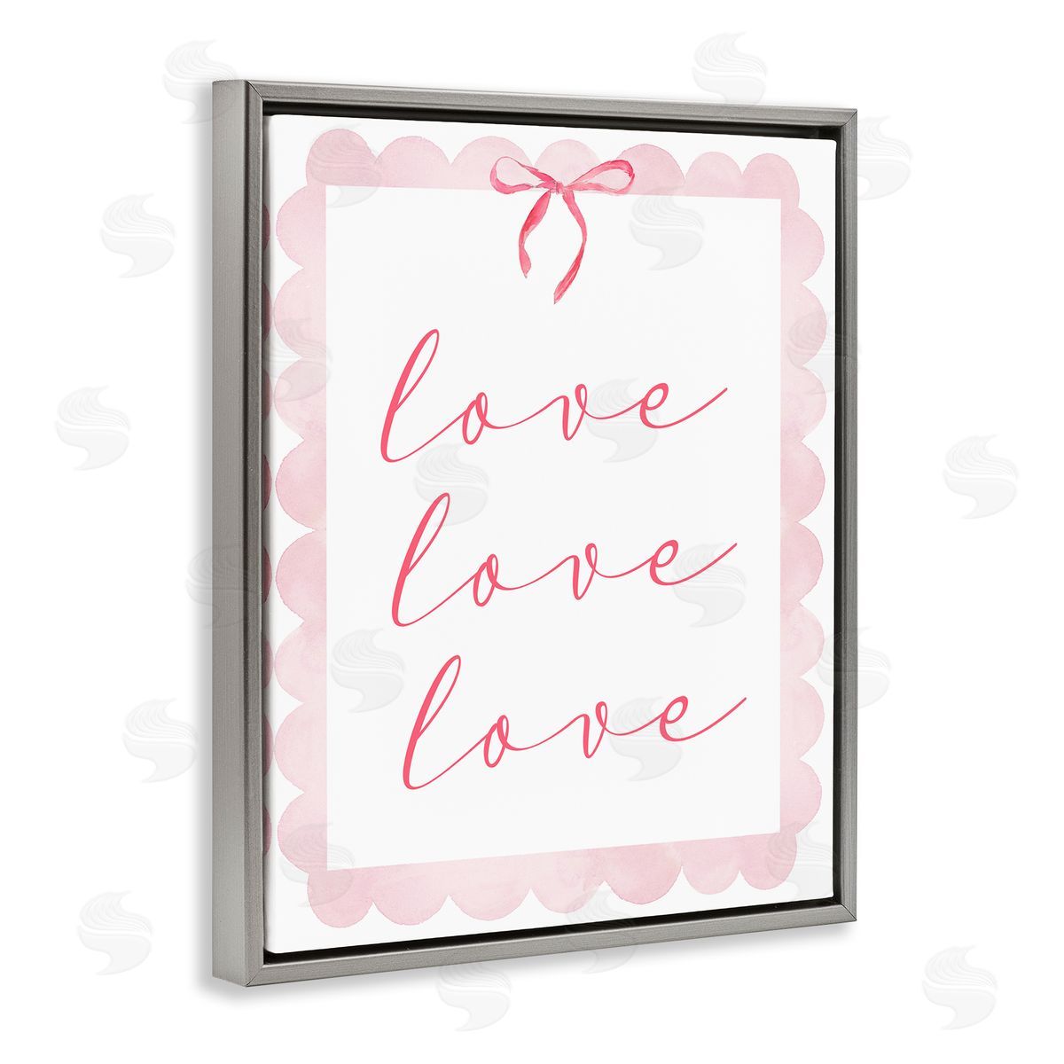 Lucille Price Cursive Love and Pink Bow Canvas Wall Art Print