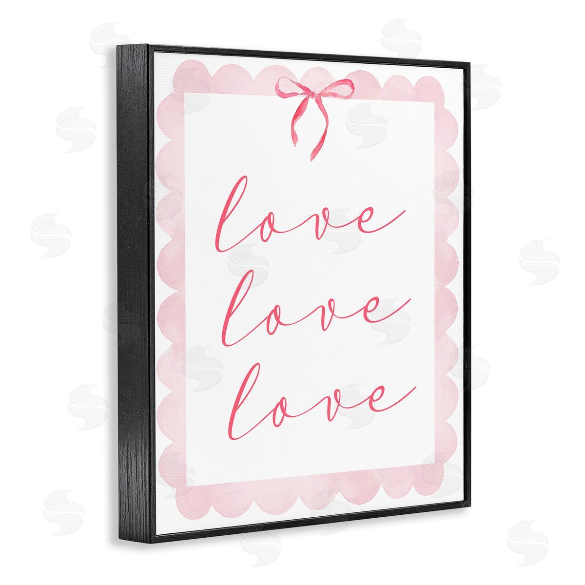 Lucille Price Cursive Love and Pink Bow Canvas Wall Art Print