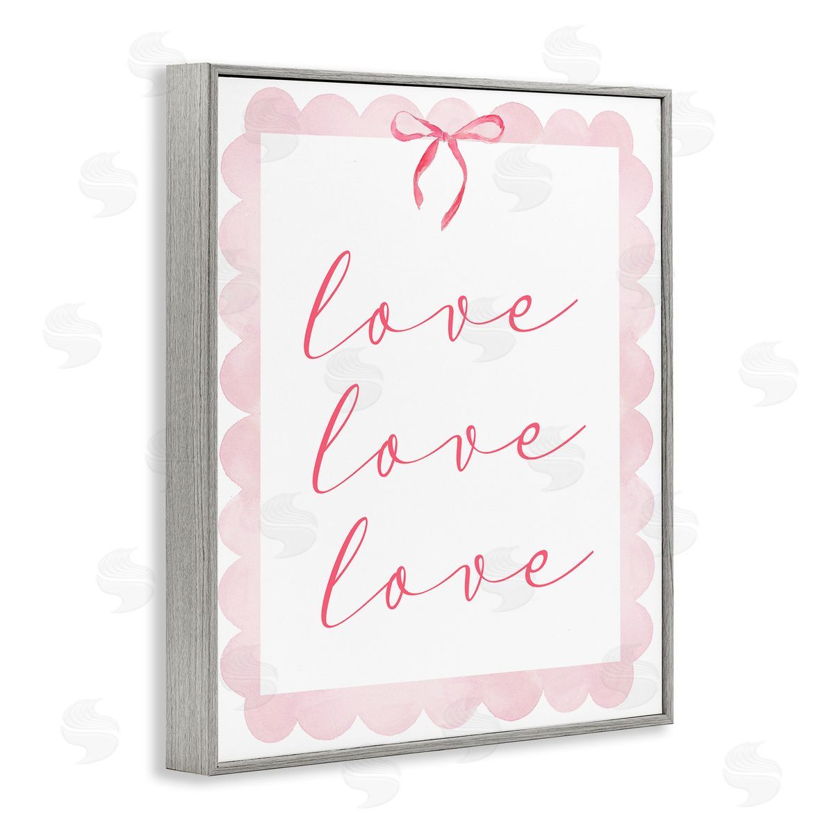 Lucille Price Cursive Love and Pink Bow Canvas Wall Art Print