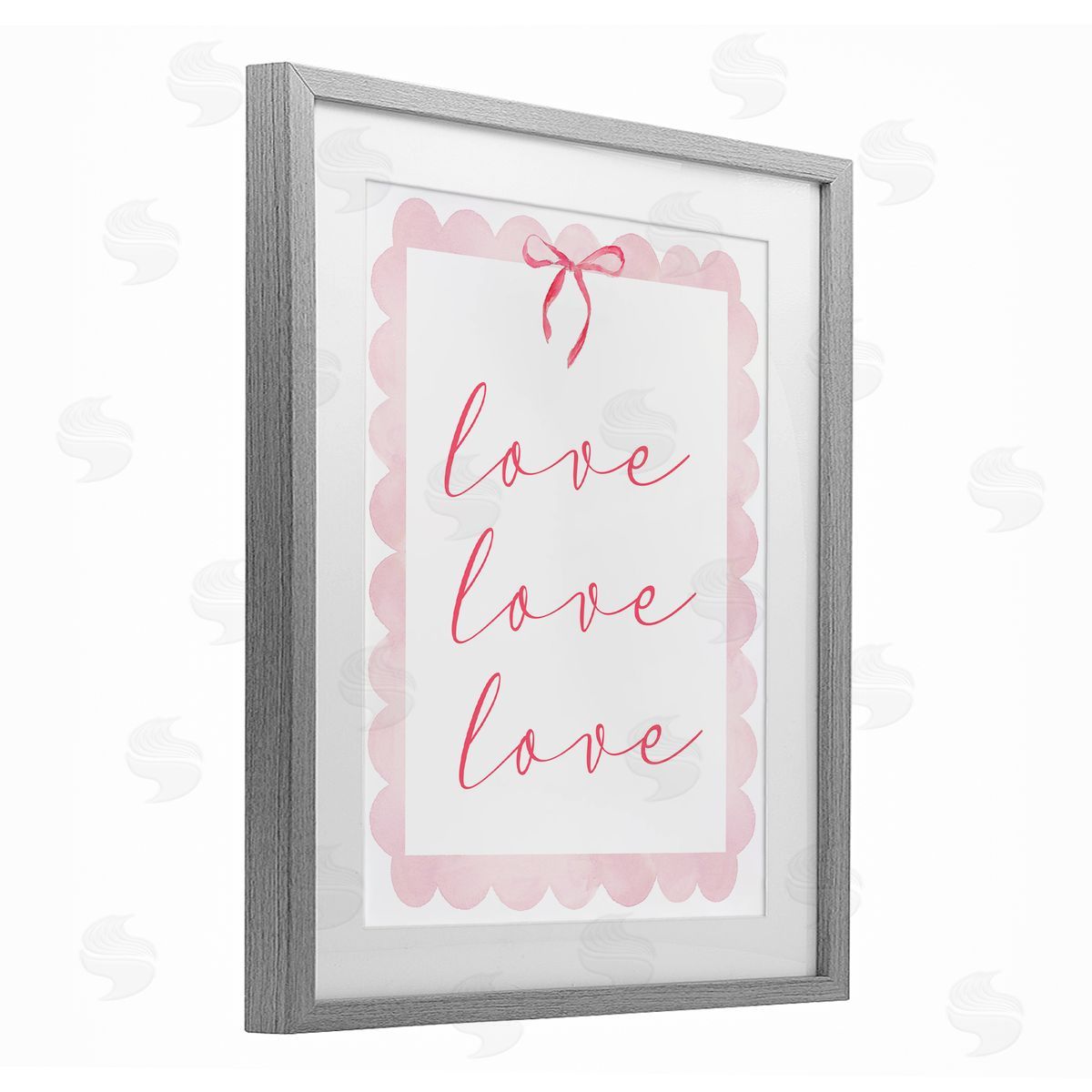 Lucille Price Cursive Love and Pink Bow Canvas Wall Art Print