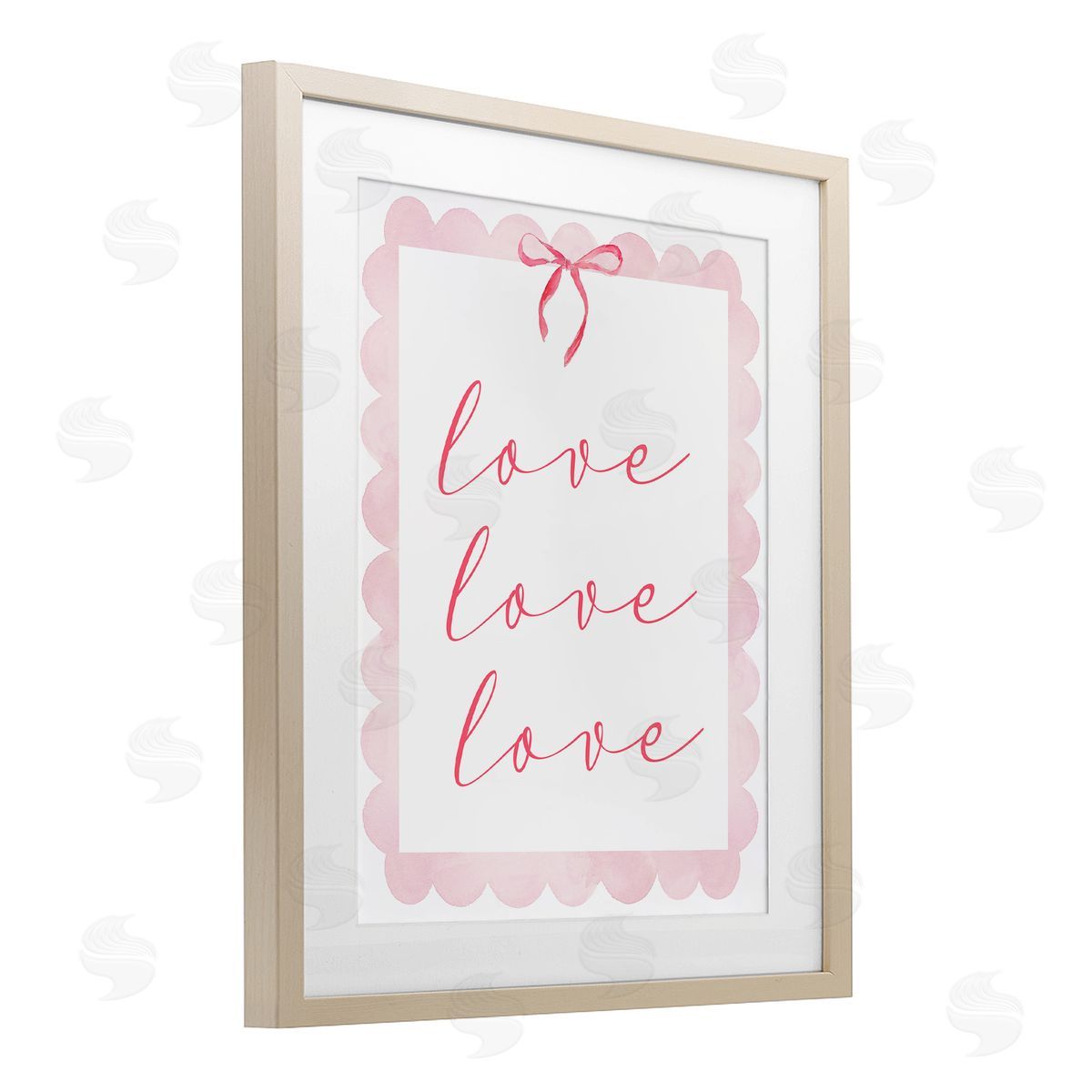 Lucille Price Cursive Love and Pink Bow Canvas Wall Art Print