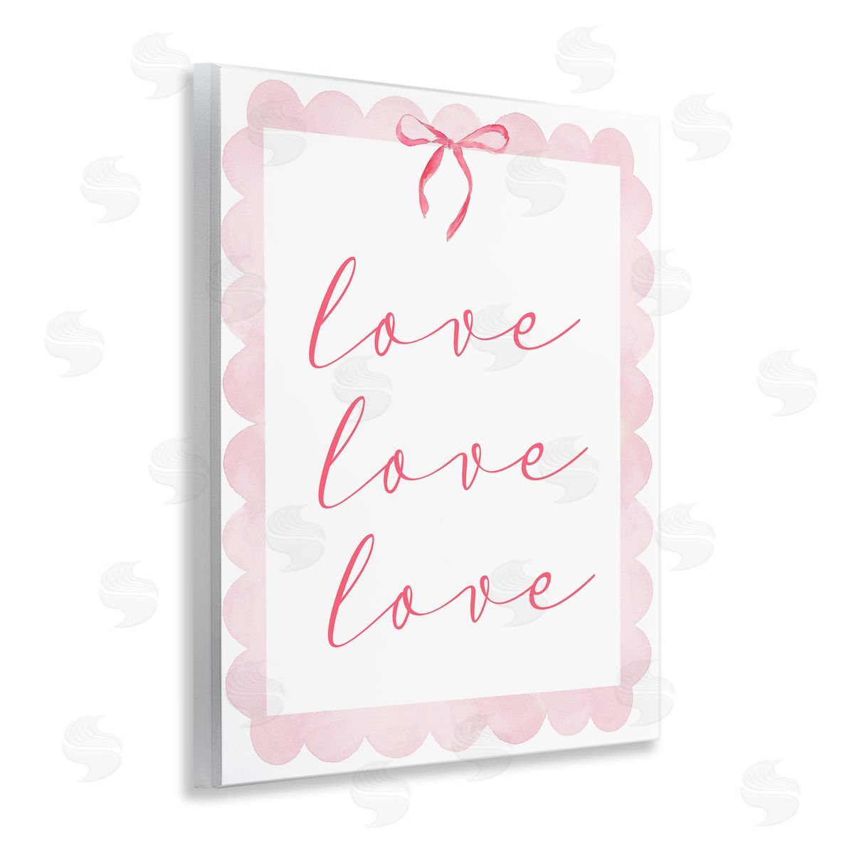 Lucille Price Cursive Love and Pink Bow Canvas Wall Art Print