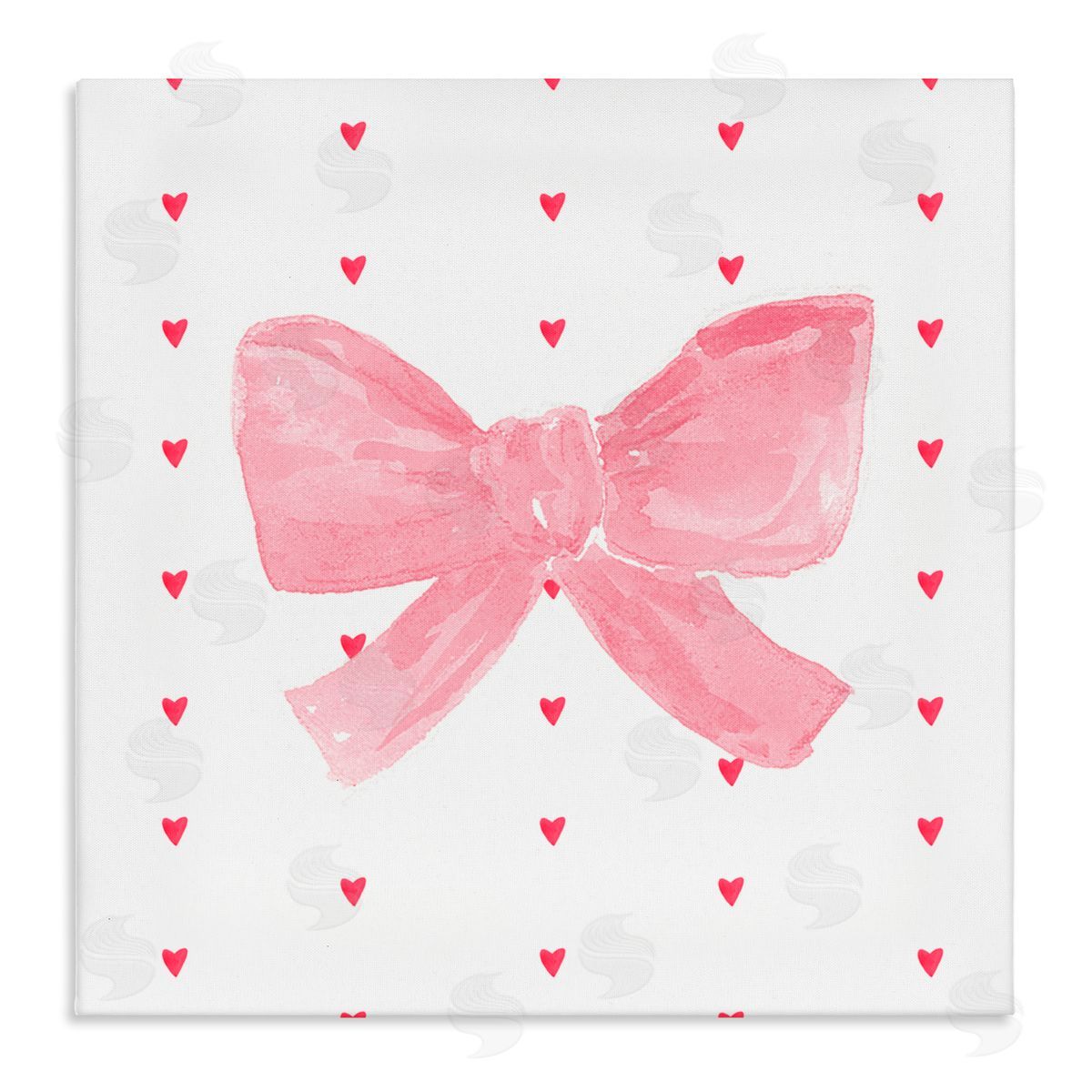 Lucille Price Pink Bow on Hearts Canvas Wall Art Print