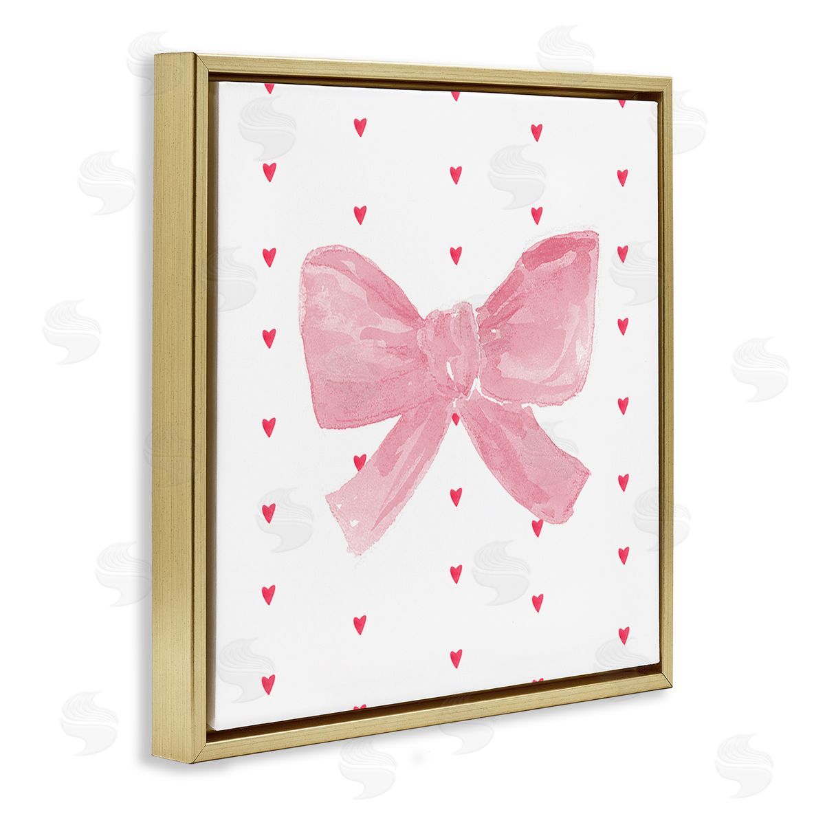 Lucille Price Pink Bow on Hearts Canvas Wall Art Print