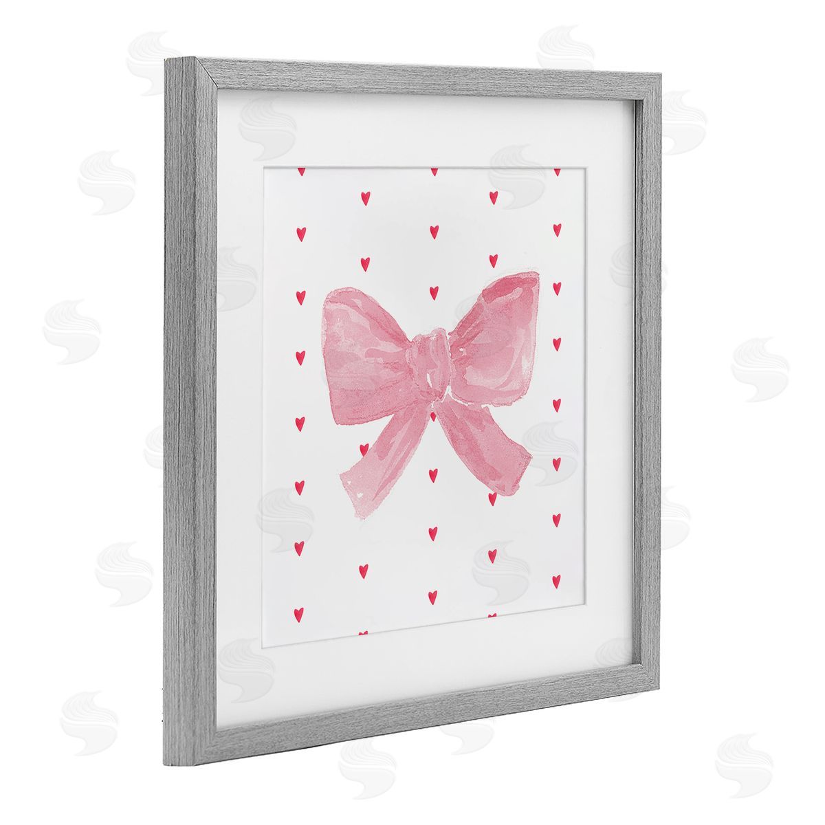 Lucille Price Pink Bow on Hearts Canvas Wall Art Print