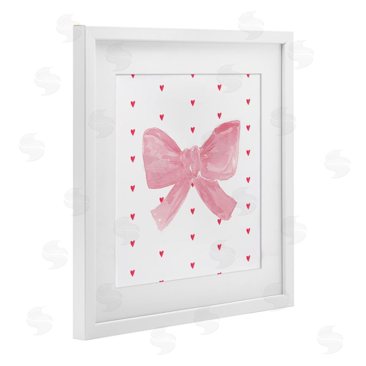 Lucille Price Pink Bow on Hearts Canvas Wall Art Print