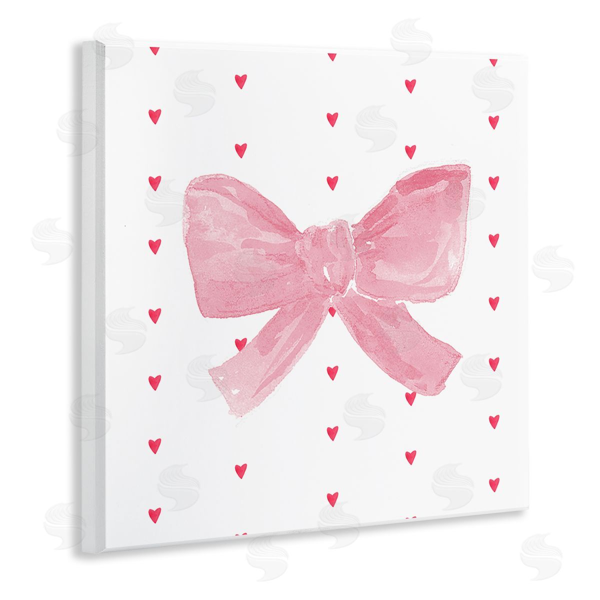 Lucille Price Pink Bow on Hearts Canvas Wall Art Print