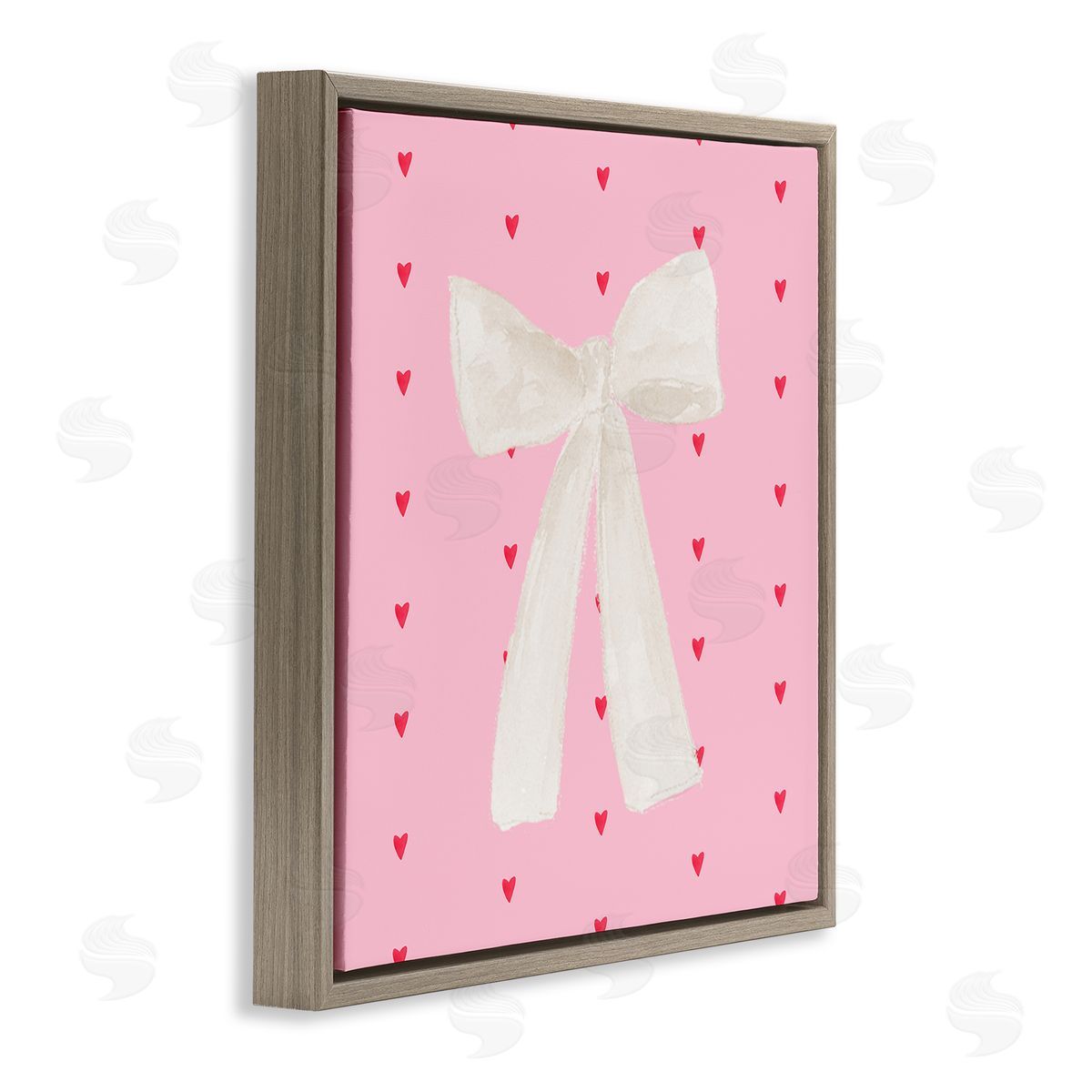 Lucille Price White Bow on Hearts Canvas Wall Art Print