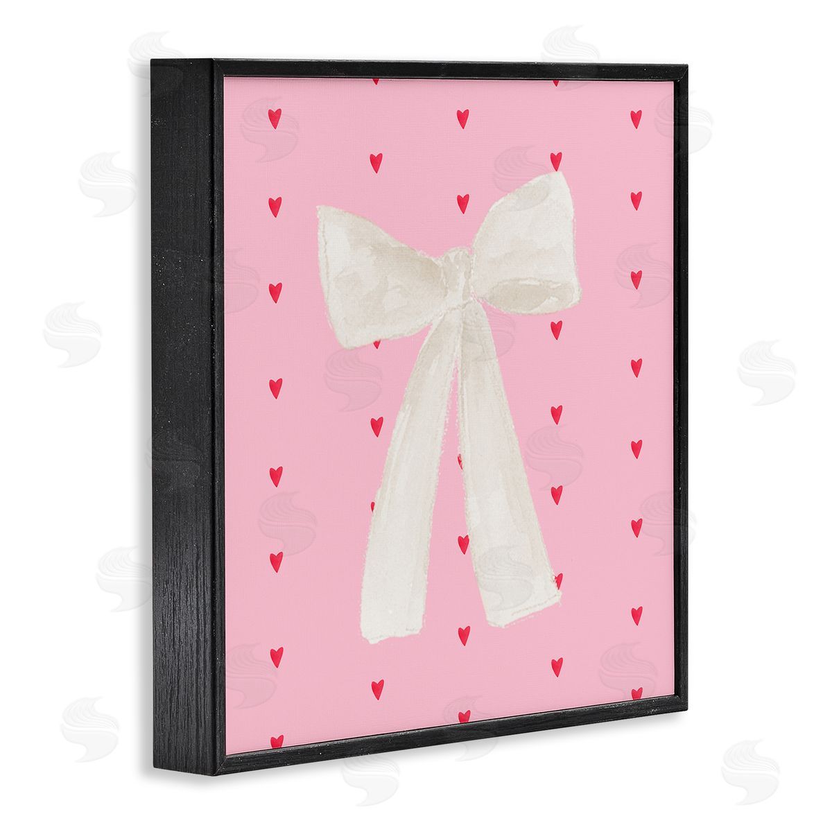 Lucille Price White Bow on Hearts Canvas Wall Art Print