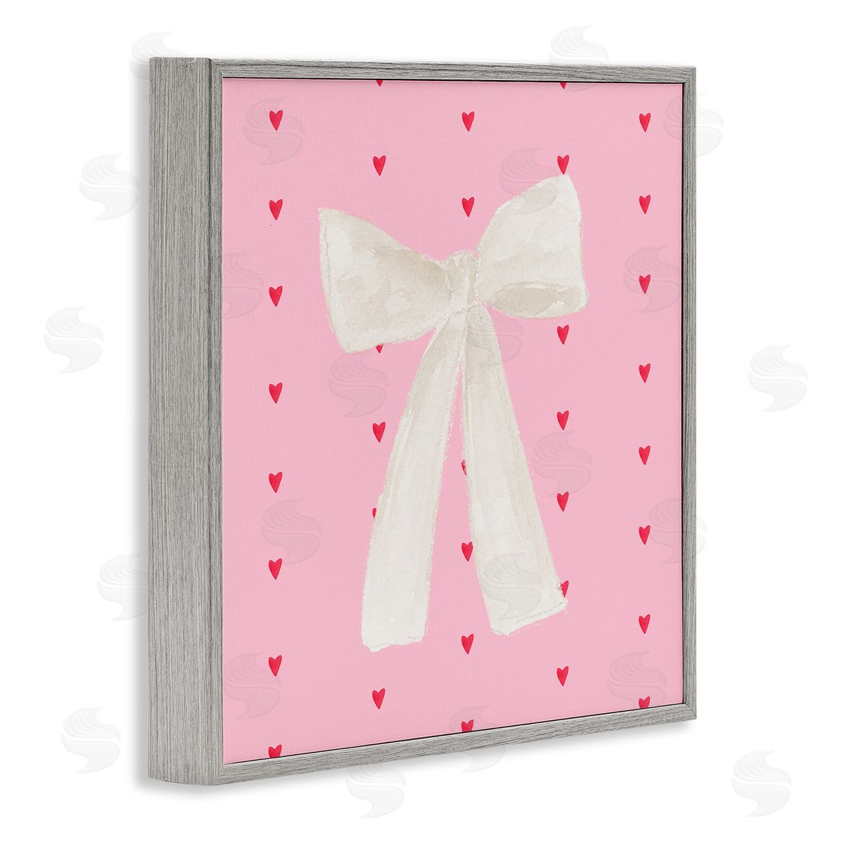 Lucille Price White Bow on Hearts Canvas Wall Art Print