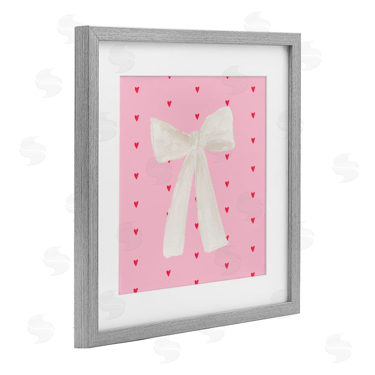 Lucille Price White Bow on Hearts Canvas Wall Art Print