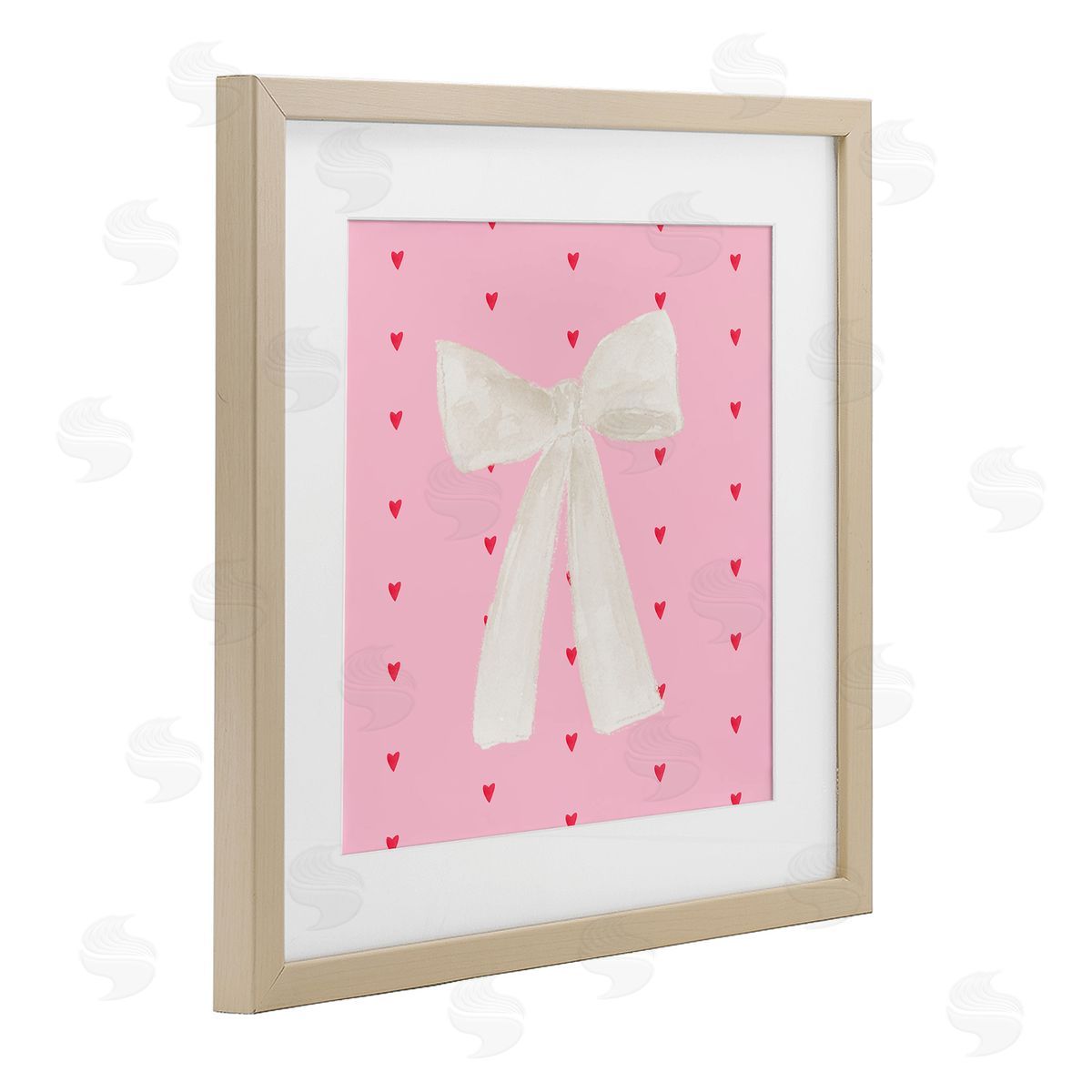 Lucille Price White Bow on Hearts Canvas Wall Art Print